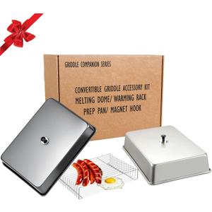 Two 15.5''x11'' Rectangular Melting Domes - Heavy Duty Stainless Steel Blackstone Melting Dome Cover, with 14''x9.5'' Cooling Rack, for Indoor & Outdoor Griddle Domes for Cooking