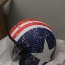 GJH 3/ 4 Open Face Motorcycle Helmet Vintage Retro Style with Visor Men & Women Bobber Scooter ATV Cruiser DOT Approved Bold Star-Spangled Design-181-XL