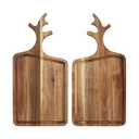 VICTORY RELAX Acacia Wood Cutting Board Set of 2 with Deer Antler Handles – Holiday Serving & Charcuterie Boards for Kitchen & Gifts