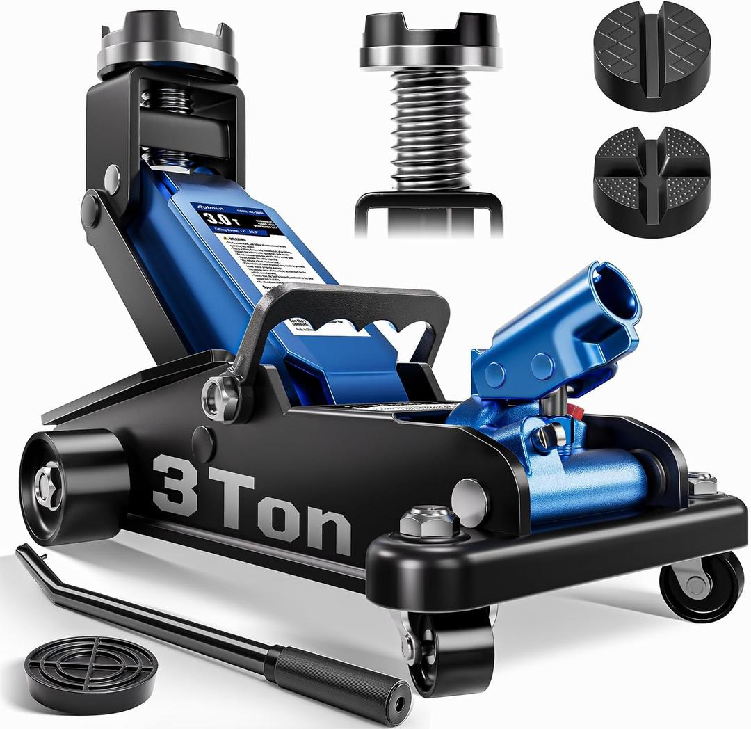 3 Ton Floor Jack, Alloy Steel Hydraulic Car Jack with Quick Lift & Cross-Shape Rubber Pad, 7.1-20.9 Inch Lifting Range for SUV Truck (6600 lbs)