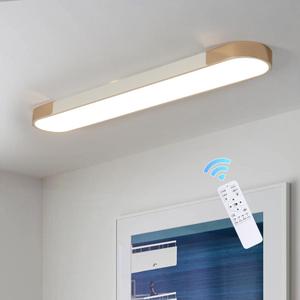 Qcyuui Modern LED Ceiling Light,39.4 Inch Dimmable LED Flush Mount Ceiling Lights,White and Gold Long Ceiling Light Fixture for Office Bedroom Kitchen Hallway (48W/3000-6500K)