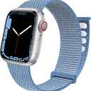 Sport Loop Band Compatible with Apple Watch Band 38mm 40mm 42mm 44mm iWatch Series 6 5 SE 4 3 2 1 Strap, Nylon Velcro Women Men Stretchy Elastic Braided Adjustable Wristband, 38mm 40mm Cape Cod Blue
