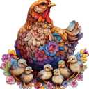 Jigfoxy Wooden Puzzle for Adults, Hen and Chicks Wooden Jigsaw Puzzles for Adults, Unique Animal Shape Wood Cut Puzzles for Family Friend Puzzle Lovers(S-7.9 * 8.5in-90pcs)