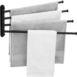 KES Extra Long 19.5" Swivel Towel Rack, Black Swing Arm Towel Bar 4-Arm, Swing Out Towel Rack for Bathroom Wall, Hand Towel Racks Wall Mounted 18/8 Stainless Steel Matte Black, A2103S4L50-BK