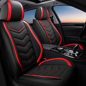 Car Seat Covers Fit for Honda 2000-2026, Stylish Sport Seat Covers, Waterproof Wear-Resistant Premium Nappa Leather Car Seat Covers.(2 Pcs Front/Black Red)