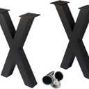 Taelakeni 16 Inch Bench Legs, X Shape Metal Coffee Table Leg, Set of 2, 16" H x 11.8 W (Black)