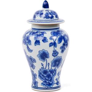 Blue and White Ginger Jar with Lid Antique Style Porcelain Ginger Jars Chinoiserie Home Decorative