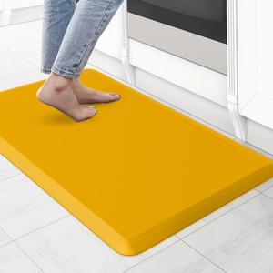 KitchenClouds Kitchen Mat Cushioned Anti Fatigue Rug 17.3"x28" Waterproof, Non Slip, Standing and Comfort Desk/Floor Mats for House Sink Office (Yellow)