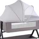 Portable Bassinet Cover with Mosquito Net & 2-Way Zipper, Mosquito Net to Block Light, Bassinet Bedside Sleeper Crib Tent for Toddler Baby, Keep Cats/Bugs OutGrey