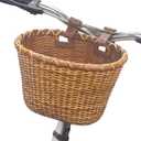 Bike Basket - Cane Woven Handlebar Bicycle Storage with Adjustable Leather Straps and Buckles for Kids and Adults, Suitable for Small or Folding Bikes