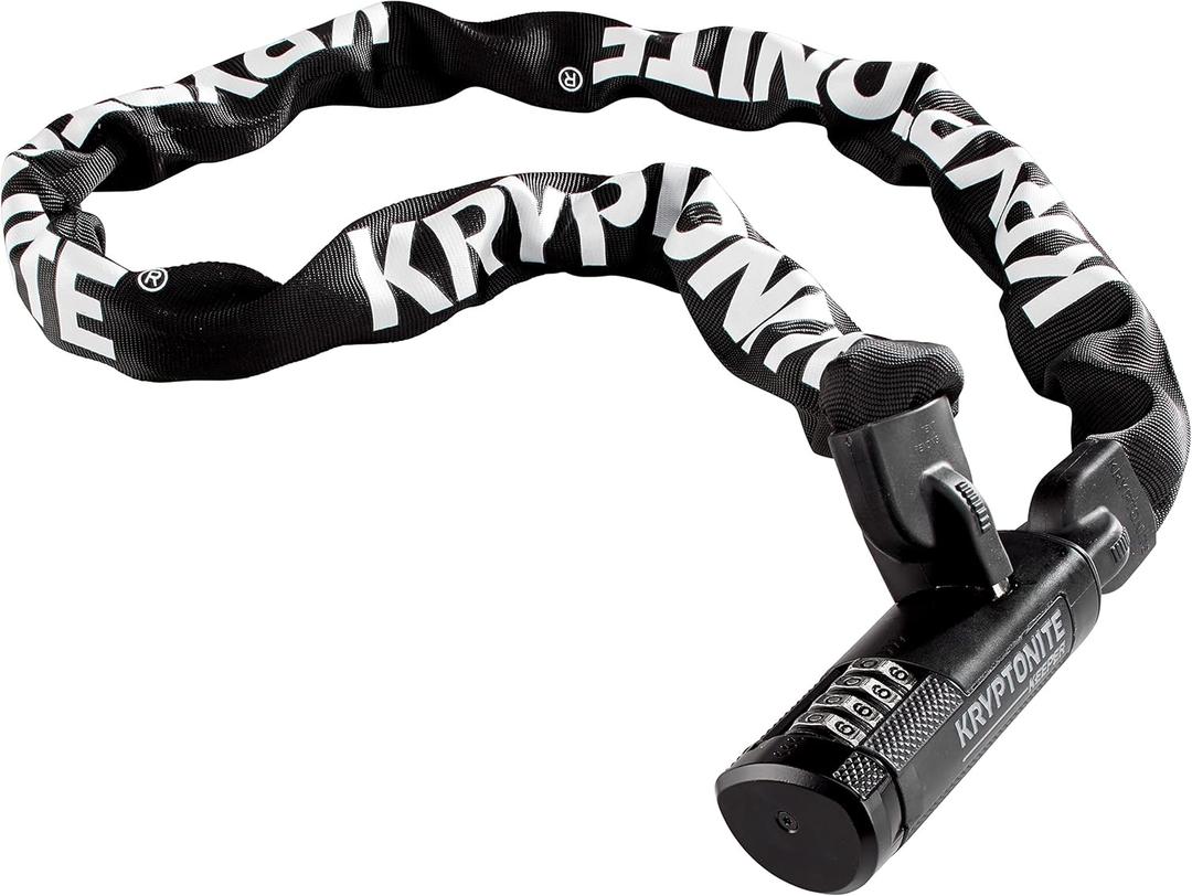 Kryptonite Keeper 712 Combo Bike Chain Lock, 4 Feet Long 7mm Steel Chain Heavy Duty Anti-Theft Bicycle Chain Lock, 4-Digit Resettable Combination Lock for E-Bike Scooter Road Mountain Bikes