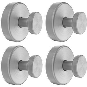 Suction Cup Hooks for Glass Window, Mirror, Wreaths- Shower Hooks for Inside Shower, No Drill Towel Hooks for Bathrooms, Bath Robe Coat Looafh Hook for Hanging - Silver (4 Pack)