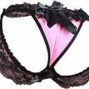 aishani Men's Sissy Panties Femboy Lingerie Underwear Feminine Lace Bikini Jockstrap Briefs For Crossdresser,Comfortable For Daily Wear,S Pink
