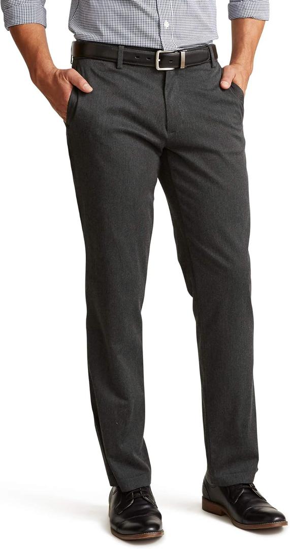 Dockers Men's Straight Fit Signature Lux Cotton Stretch Khaki Pant (32W x 30L, Charcoal Heather)