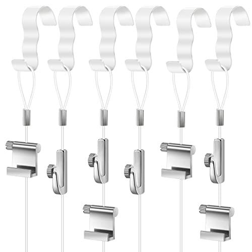 Dunzy 15 Pcs Picture Rail Hanging System Kit Picture Rail Hooks Molding Hangers with Invisible Nylon Cord and Adjustable Hooks for Exhibition, Art Gallery Supplies, White - Amazon.com