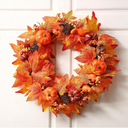 Yunlly 24 Inch Artificial Fall Wreath Autumn Maple Decor Autumn Front Door Wreath with Fake Pumpkin, Maple Leaves, Pine Cones for Outside Indoor Wall Thanksgiving Fall Decor
