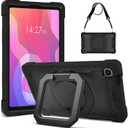 DETUOSI Case for Samsung Tab A7 Lite 8.7 inch 2021 Release SM-T220/T225/T227u, Shockproof Protective Cover for Galaxy Tab A7 Lite 8.7 inch (360Rotatable Stand & Shoulder Strap), Black