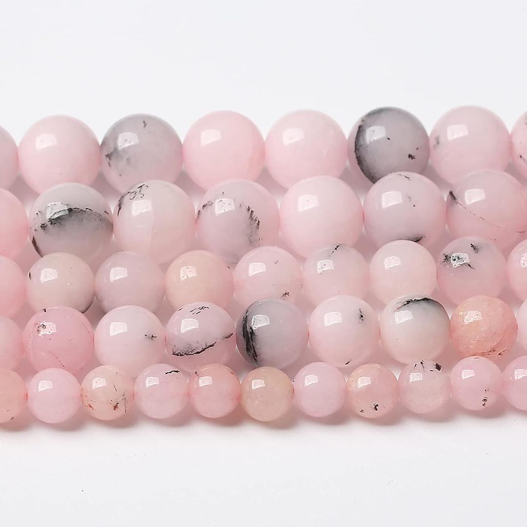 45pcs 8mm Natural Pink Opal Jades Stone Round Loose Spacer Beads for Jewelry Making DIY Bracelets Crystal Energy Healing Power Stone (8mm, Pink Opal Stone)