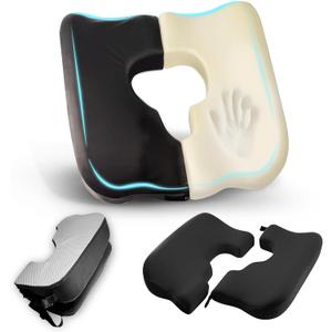 Bed Sore Cushions for Butt,Memory Foam Hemorrhoid Pillow for Sitting,T Shaped Opening Wheelchair Cushions for Pressure Relief, Donut Pillow for Bed Sores & Bedridden Pressure Sore,Black