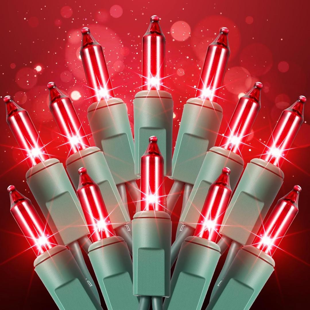 Green Red Christmas Lights Decoration 59 Mini Lights  UL Certified Mini Bulb String Lights for Outdoor Christmas Tree Garden Patio Wedding Decor