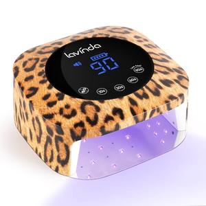 Lavinda LED Nail Lamp UV Light for Gel Nails 54W Cordless Rechargeable UV Lamp Nail Light with 4 Timer, 2X Faster Professional Gel Polish Curing Nail Dryer for Salon Use-Leopard Print