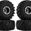 GLOBACT Aluminum Monster Truck RC Wheel Tires 68 * 33mm for 1/24 AXIAL SCX24 FMS FCX24 RC Crawler Car Upgrade Accessories (4Pcs Black)