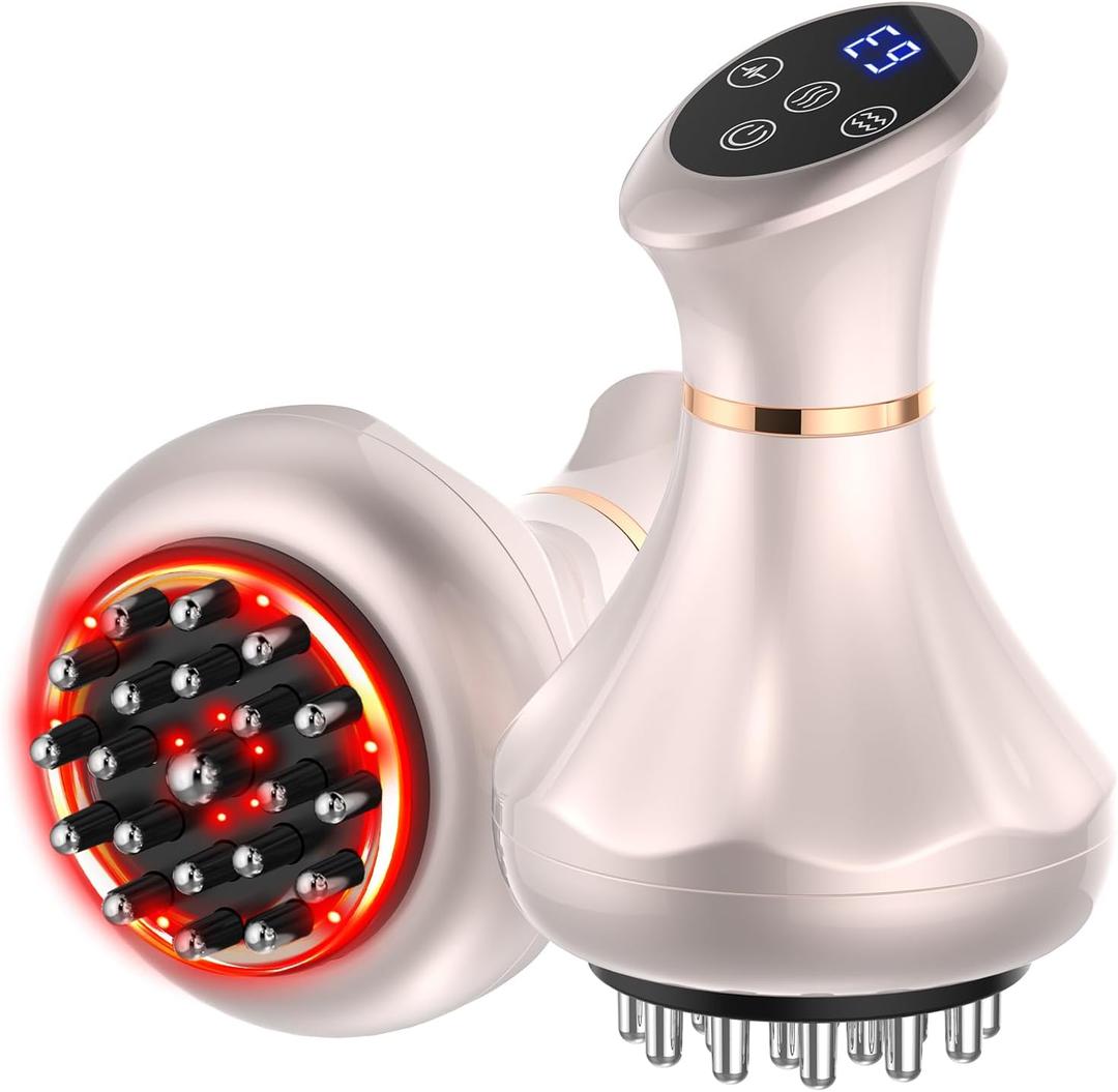 Lymphatic Drainage Massager, Anti Cellulite Massage Tool For Belly & Thigh Stretch Marks & Cellulite Reduction, Handheld Massage tools for Sciatica Nerve, shoulder, Hip, Muscle, Low Back Pain Relief (Silvery)