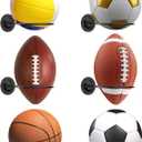 S SUCHEK Basketball Holder Wall Mount, Ball Holder Wall Mount, Ball Display Wall Storage for Basketball, Soccer Ball, Volleyball, Football, Rugby(6 Pieces, Black)