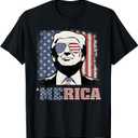 'Merica Trump Shirt Funny Trump 4th of July American Flag T-Shirt Large