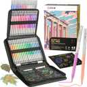 48 Colors 3D Acrylic Gel Pens & Black Paper Sketchbook for Drawing, 1mm Fine Point Acrylic Ink Pen, Opaque Archival Ink Pens for Black Paper Drawing, Sketching, Illustration, Card Making