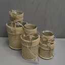 Hollyone 3Pcs Flower Vase Glass Vase with Cotton Rope Cover Woven Glass Vase Decorative Flower Bottle Modern Vase for Table Centerpiece Farmhouse Wedding Home Decor (Beige)