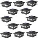 Solar Post Cap Lights Outdoor 12pack, Waterproof Solar Powered Deck Fence Post Lights for 4x4 Wood/Vinyl Posts, Solar Outdoor LED Light with Cool/Warm Lighting Decorate Garden Patio Porch (Black)