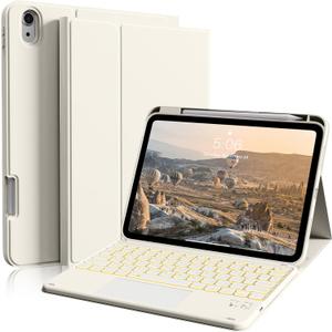 Keyboard for iPad Air 11-inch M4/M3/M2 (2026/2025/2024), iPad Air 5th/4th Gen 10.9 inch 2022/2020, Multi-Touch Trackpad 7 Color Backlit Wireless Keyboard, Auto Wake/Sleep, Cream White