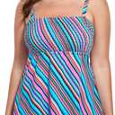 Women Plus Size Tankini Swim Top Swimwear Bathing Suit Tank Top Bandeau (No Bottom) (Tk536-004), Size 22