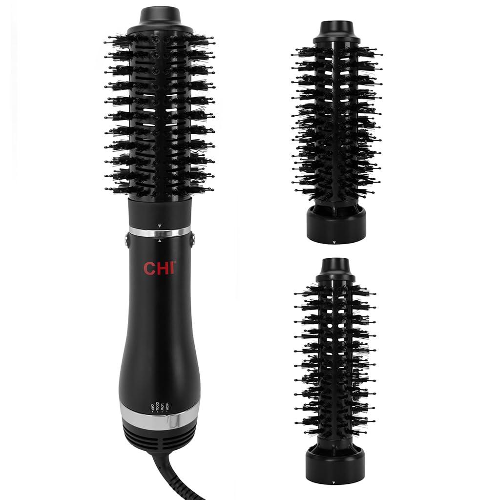 CHI 3-in-1 Round Blowout Brush, Hair Dryer Brush For Smooth, Frizz-Free Hair, 3 Interchangeable Brush Heads & Adjustable Heat Settings