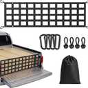 Heavy Duty Tailgate Net for Truck Bed, 60X18', Tailgate Net for Pickup Truck Bed with 4 Adjustable Buckle Straps, Easy-to-use Tailgate Cargo Netting , Fit for Full Size Pickup (Black)