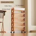 5 Tier Book Rack Storage Bookshelf, Mobile Bookshelf with Wheels, Removable Movable Unique Bookcase, Rolling Book Cart, Bookshelves for Students Study in Dorm Classroom Living Room School(CreamYellow)