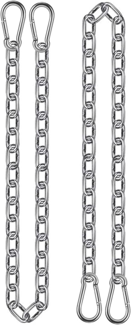 YOSE 2 Pack 44in Hanging Chair Chain with 4 Carabiners, 500LB Capacity Hanging Kits Heavy Duty Hanging Chair Hardware for Hammock Swing Punching Bags Sandbag