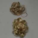 CJL HAIR 2PCS Messy Bun Hair Pieces Wavy Curly Synthetic Updo Chignon Fake Scrunchies Ponytail Extension for Women Sunny Blonde