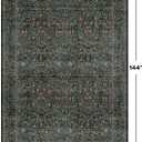8x12 Area Rug for Living Room - Large Washable Rugs for Bedroom, Dining Room Under Table, Ultra Soft Low Pile Non-Slip Stain Resistant Carpet - Dark Green Vintage Floral Décor