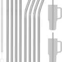 Tomorotec 8PCS 12" Stainless Steel Straws 4 Bent & 4 Straight Fit for 40oz Stanley Tumblers, Reusable Food-Grade Drinking Straws with Brush for Smoothies, Milkshakes, Iced Coffee, Dishwasher Safe