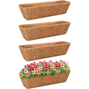 Riare 4 Pack 30 Inch Rectangle Coconut Liners for Planters, Natural Coconut Fiber Planter Liners, Window Box Liner Trough Coco Liner for Outdoor Flower, Garden Wall, Deck & Fence Planter Boxes