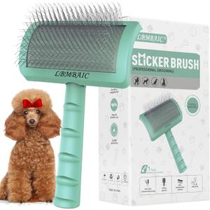Super Dense Soft Brush for Thick and Long Fur - Doodle Grooming Brush for Fluff, Shedding, Tangles on Goldendoodles - 25mm (1") (green)