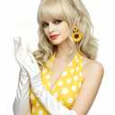 Rugelyss Long Wavy Blonde Wig with Bang Big Bouffant Beehive Wigs for Women fits 80s Costume or Halloween Party