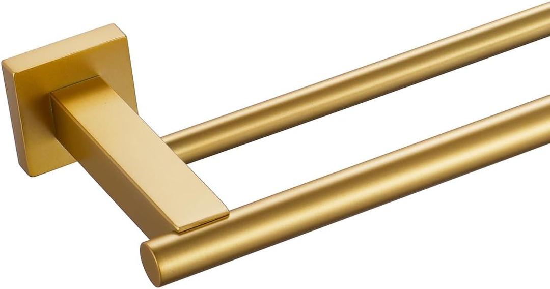 Miyili Bathroom 24-Inch Double Towel Bar Stainless Steel Bath Hand Towel Rack Wall Mount Gold Finish, A02G60B