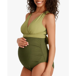 Summer Mae Maternity Swimsuit One Piece Tummy Control Suit V-Neck Pregnancy Swimwear