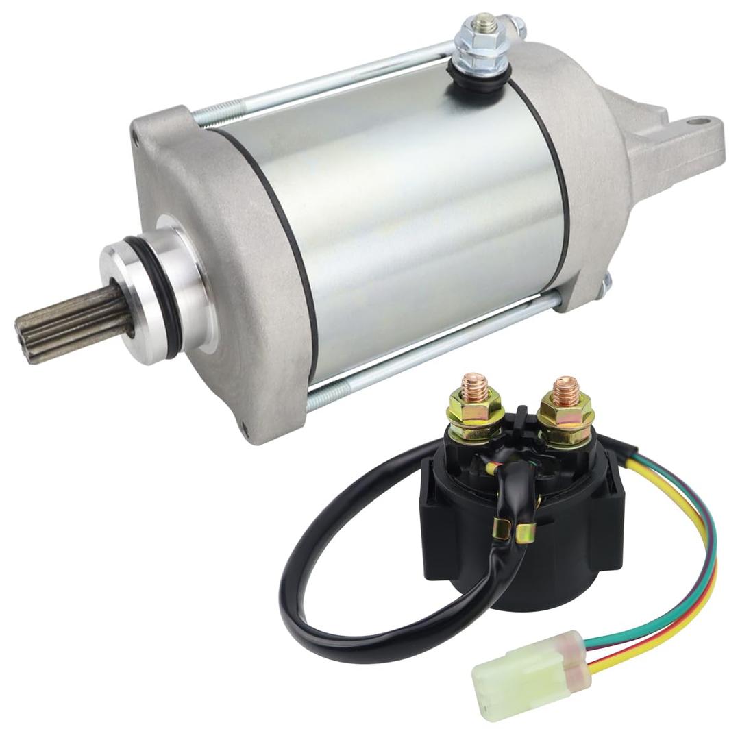 Starter & Relay for Honda Rincon 650 2003-2005 & Rincon 680 2006-2019 & Pioneer 700 2014-2019, 31200-HN8-003 & 31200-HN8-000 & 18667