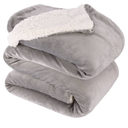 NANPIPER King Size Sherpa Blanket, Soft Fleece Throw for Bed, Reversible Thick Fuzzy Blanket for Winter (Light Grey, 90x108 inches)