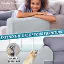 Roytub Stretch Couch Arm Covers, Breathable Armrest Cover for Sofas and Chairs Armrest Cover Keep Home Clean, Scratch-Resistant Sofa Arm Covers Protect and Decorate Your Sofa(Medium, Light Gray, 2PCS) (M - 17.5"(D)  6.3(W)  8.2(H))