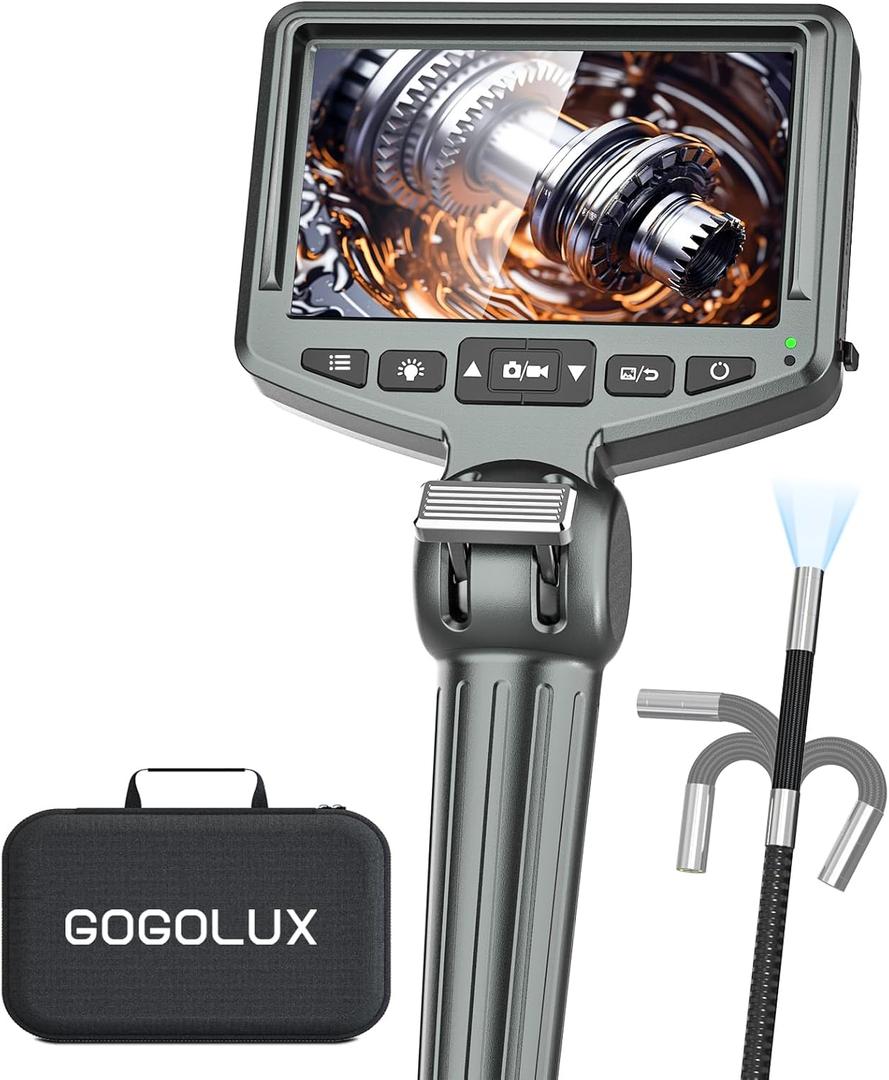 Two-Way Articulating Borescope 1080P, Industrial Endoscope Camera with Light, Inspection Snake Camera with 5.5mm Probe for Automotive Aircraft Home Mechanics (5.5FT)